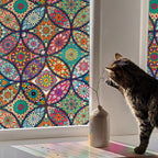 JiffDiff Stained Glass Window Film Privacy Decorative Tinting Film for Home Frosted Bathroom Window Coverings Static Cling Non-A