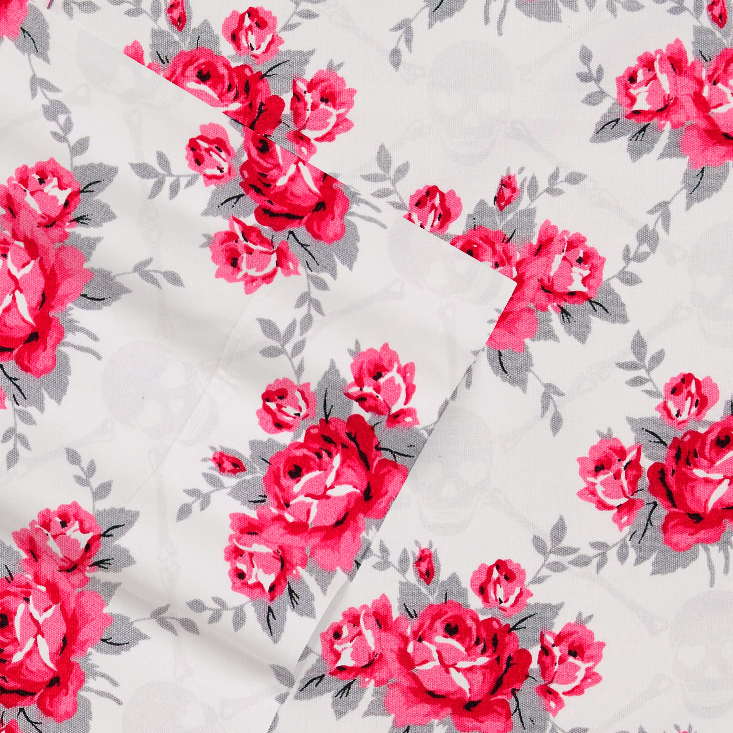 Betsey Johnson - Twin Xl Sheets, Silky & Lightweight Bedding, Fade & Wrinkle Resistant (Skull Rose Trellis, Twin Xl)