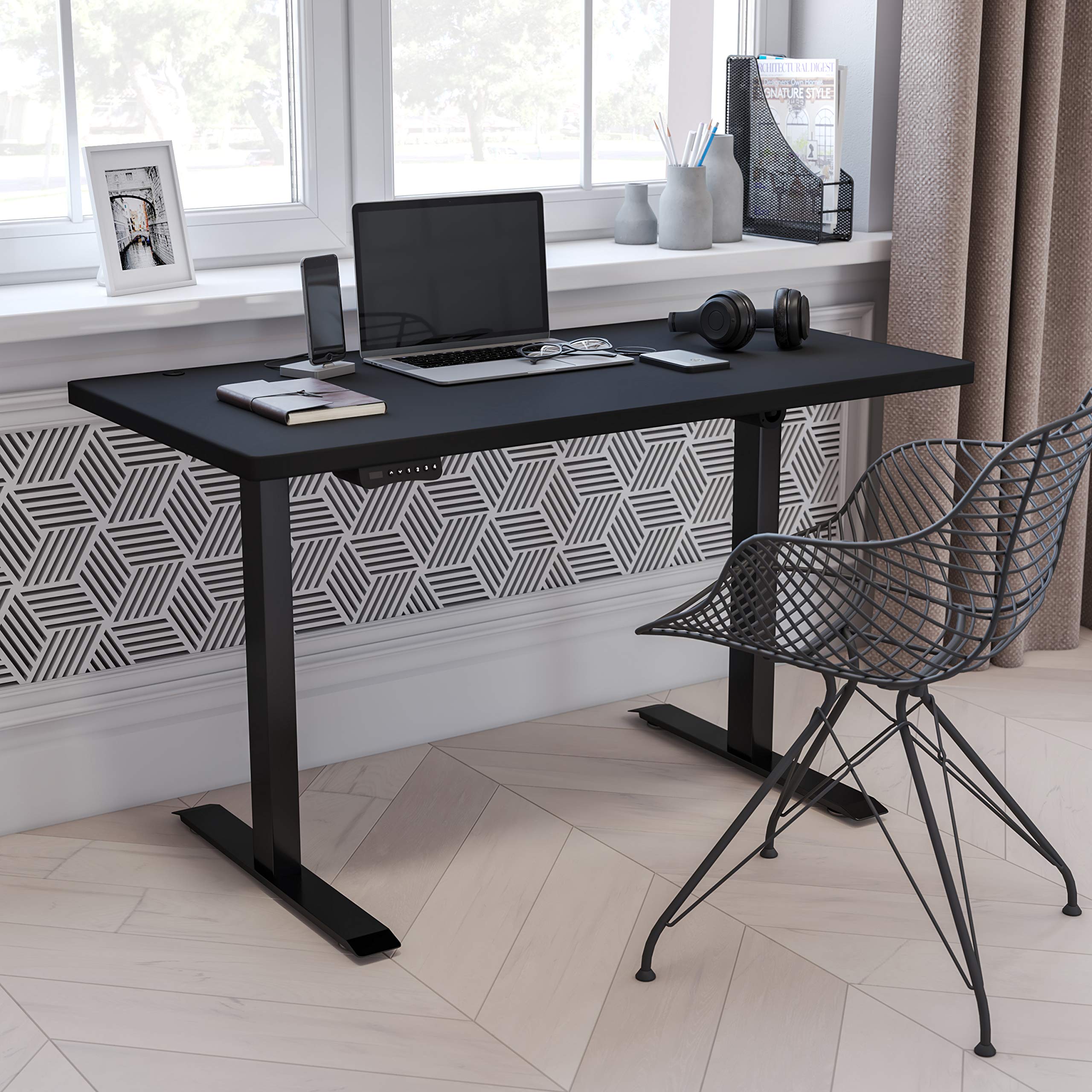 Flash Furniture Tanner Electric Height Adjustable Standing Desk - Table Top 48" Wide - 24" Deep (Black)