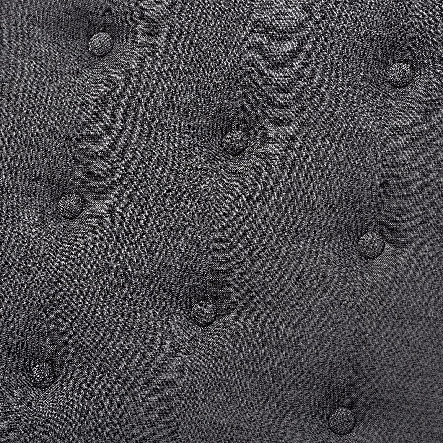 Baxton Studio Linus Mid-Century Modern Dark Grey Fabric Upholstered and Button Tufted Wood Bench