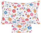 Scientific Sleep Cartoon Floral Flowers 100% Cotton 3 Pcs Twin Bed Sheet Set Kids Toddler Teen, Flat Sheet & Fitted Sheet & Pill