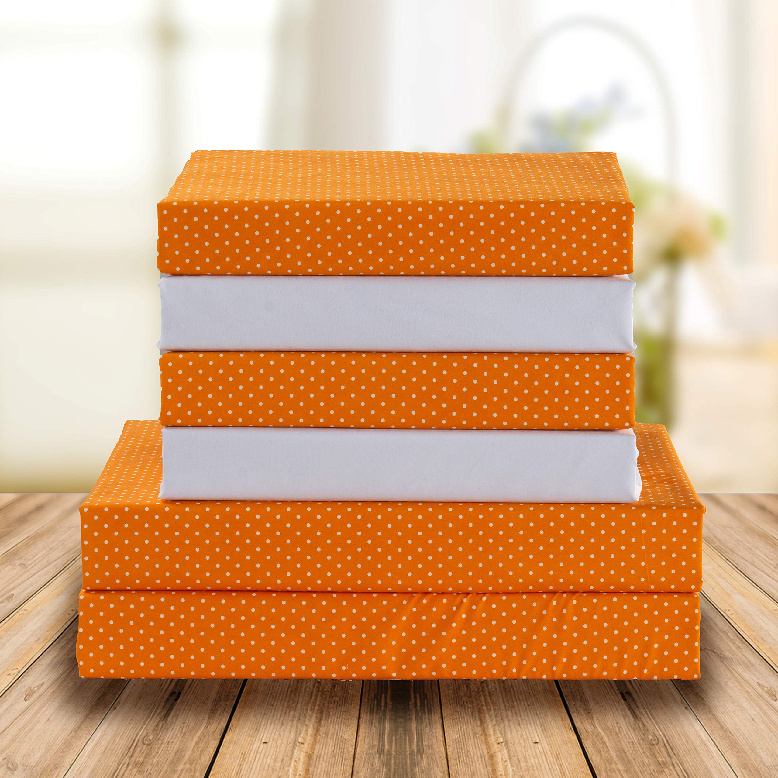 Elegant Comfort Delilah Polkadot 4-Piece Set, Fade & Wrinkle Resistant, 1500 Premium Hotel Quality Microfiber Deep Pocket Fitted Sheet Featuring Smart Pockets, Polkadot Sheet Set, Twin, Orange