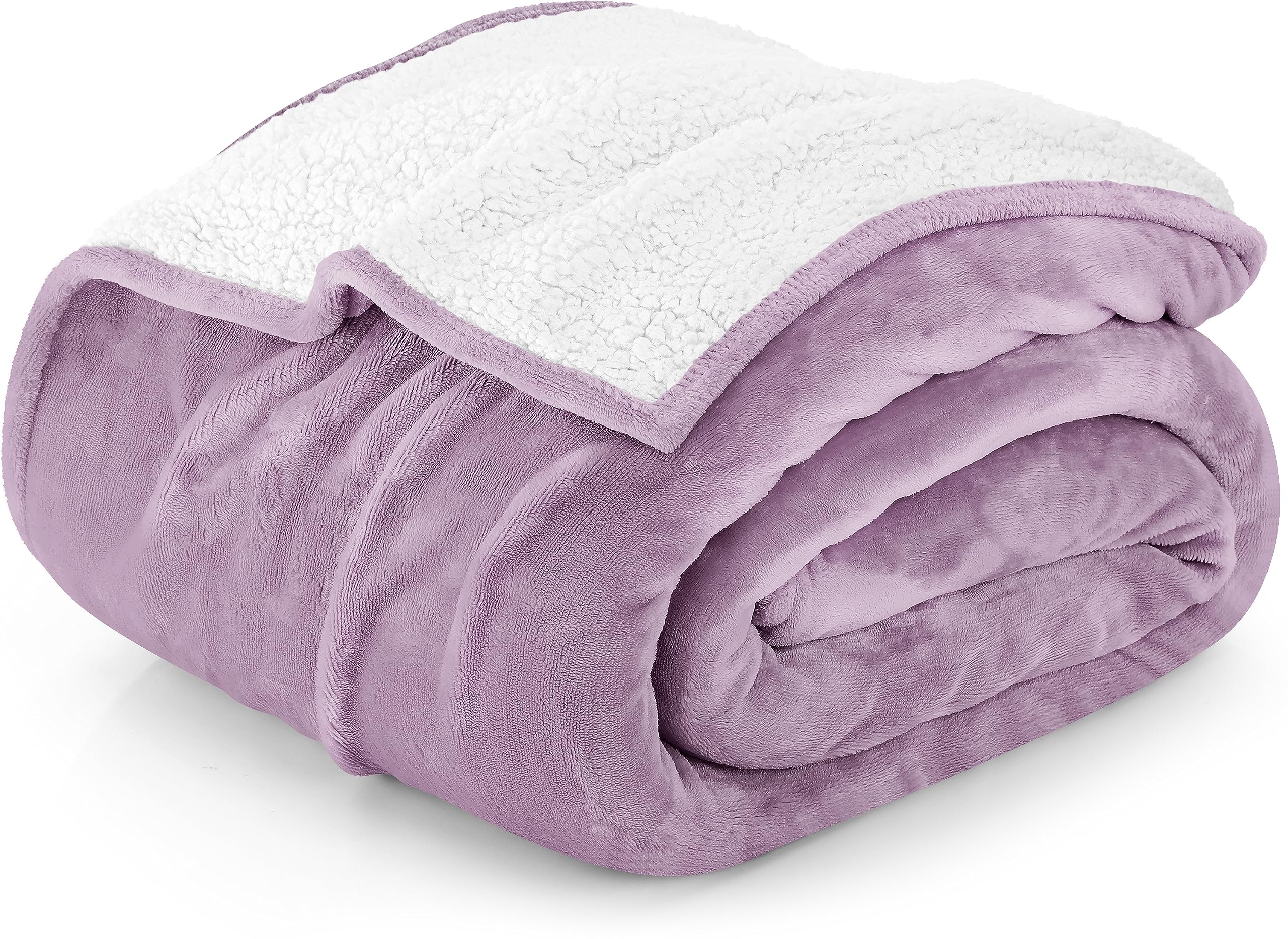 Utopia Bedding Sherpa Blanket Twin Size [Lilac, 90X66 Inches] - 480Gsm Thick Warm Plush Fleece Reversible Blanket For Bed, Sofa,