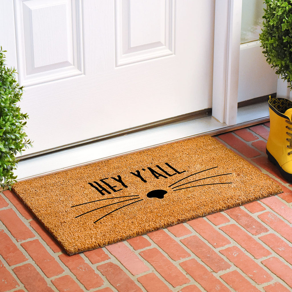 Calloway Mills Hey Yall Whiskers Doormat, (Tan/Black, 24' X 36' X 0.60')