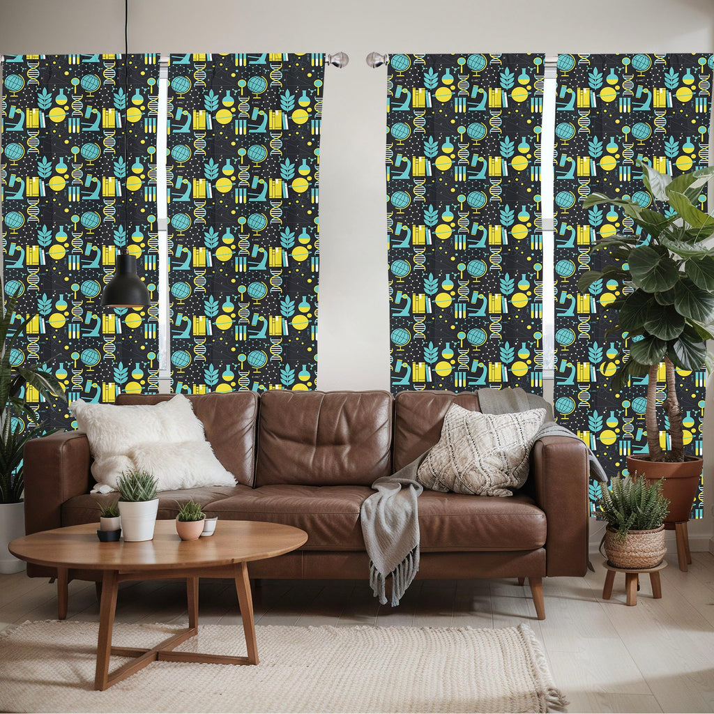 Ambesonne Window Curtains Pack Of 2, Science Themed Biology Chemistry And Physics Protons Neutrons, Lightweight Set With Rod Poc