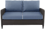 Crosley Furniture Kiawah Wicker Outdoor Loveseat, 2-Person Patio Couch for Porch, Deck, Backyard, Blue