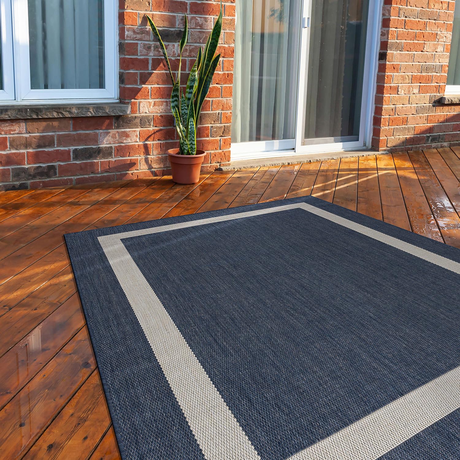 CAMILSON Outdoor Rug - Modern Area Rugs for Indoor and Outdoor patios, Kitchen and Hallway mats - Washable Outside Carpet (6x9, 