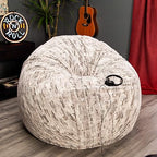 Jaxx 6 Foot Cocoon - Large Bean Bag Chair For Adults, Premium Luxe Faux Fur - Silver Fox