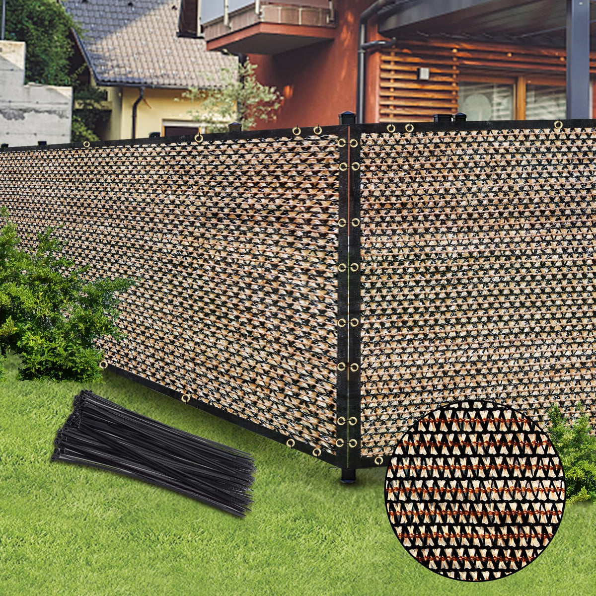Brown 6Ft X 50Ft Outdoor Privacy Screen Fence & Mesh Shade Net Cover, Ideal For Garden And Backyard - Enhances Privacy For Fenci