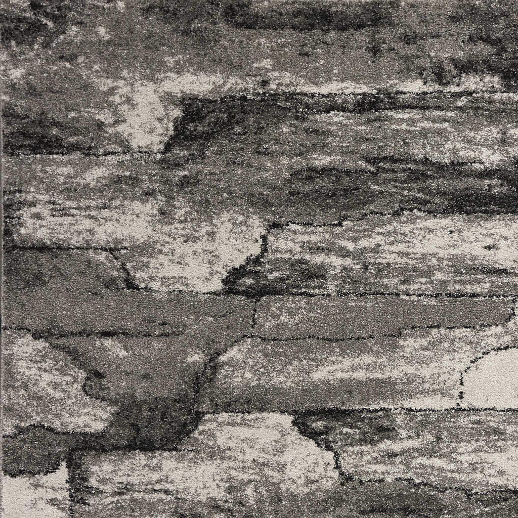 HomeRoots Polypropylene 3' x 5' Grey Abstract Design Area Rug