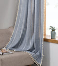 RoomTalks Boho Curtains for Bedroom Living Room 84 Inch Length Blue Country Farmhouse Cotton Polyester Window Curtain Panels Emb
