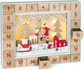 BRUBAKER Reusable Wooden Advent Calendar to Fill - Santa Claus in the Forest with LED Lighting - DIY Christmas Calendar 13.98 x 