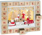 BRUBAKER Reusable Wooden Advent Calendar to Fill - Santa Claus in the Forest with LED Lighting - DIY Christmas Calendar 13.98 x 