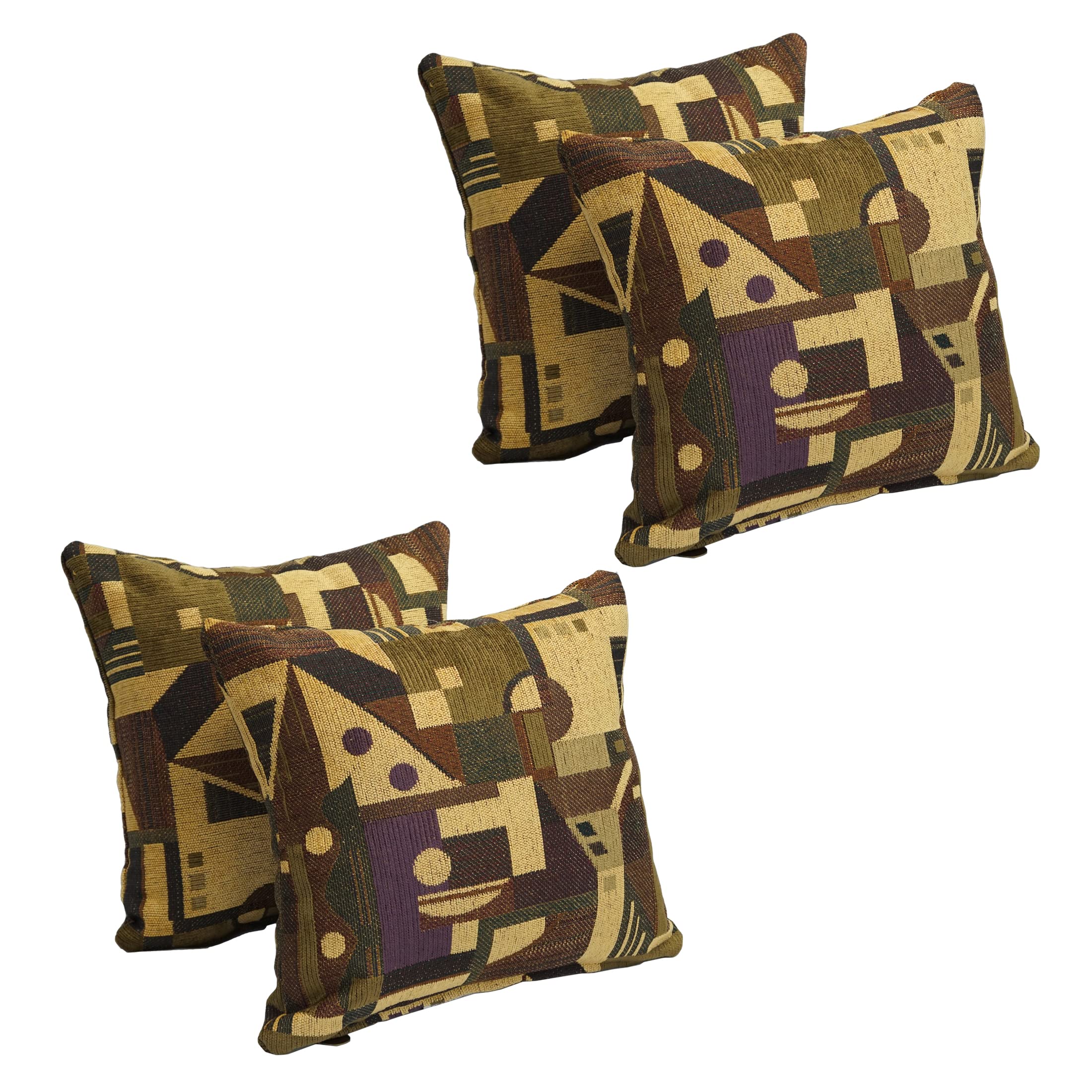 Blazing Needles Jacquard Chenille Throw Pillow, 17", Tate Grape 4 Count