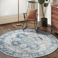 jinchan Round Rug 6ft Washable Rug Area Rug Indoor Vintage Floor Cover Distressed Blue Multi Chenille Carpet Circle Rug 6 Round