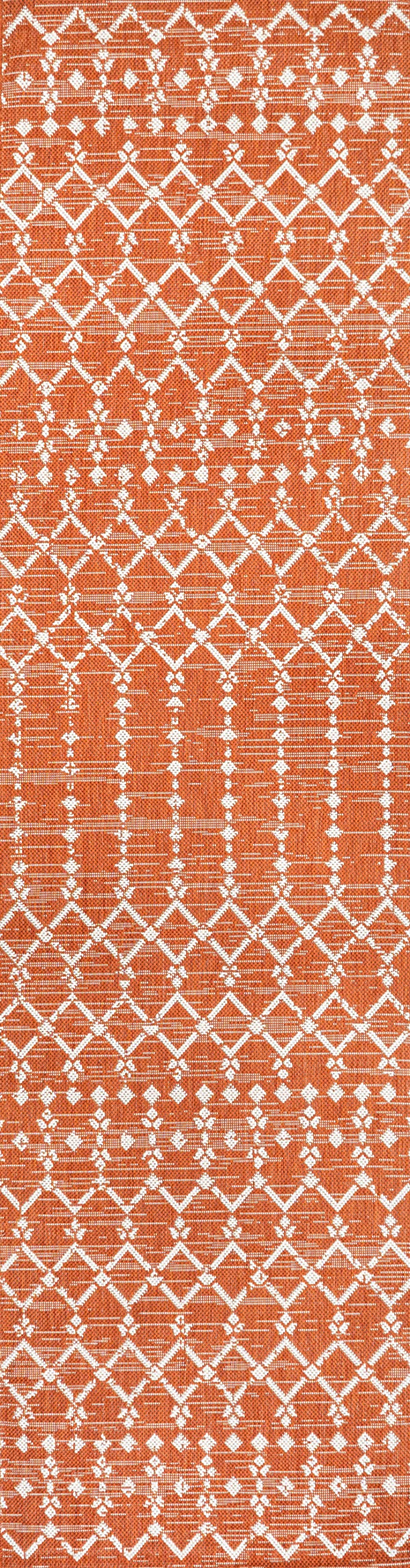 Jonathan Y Smb108P-8 Ourika Moroccan Geometric Textured Weave Indoor Outdoor Area-Rug, Bohemian Rustic Scandinavian Easy-Cleaning,Bedroom,Kitchen,Backyard,Patio,Non Shedding, 8 X 10, Orange/Cream