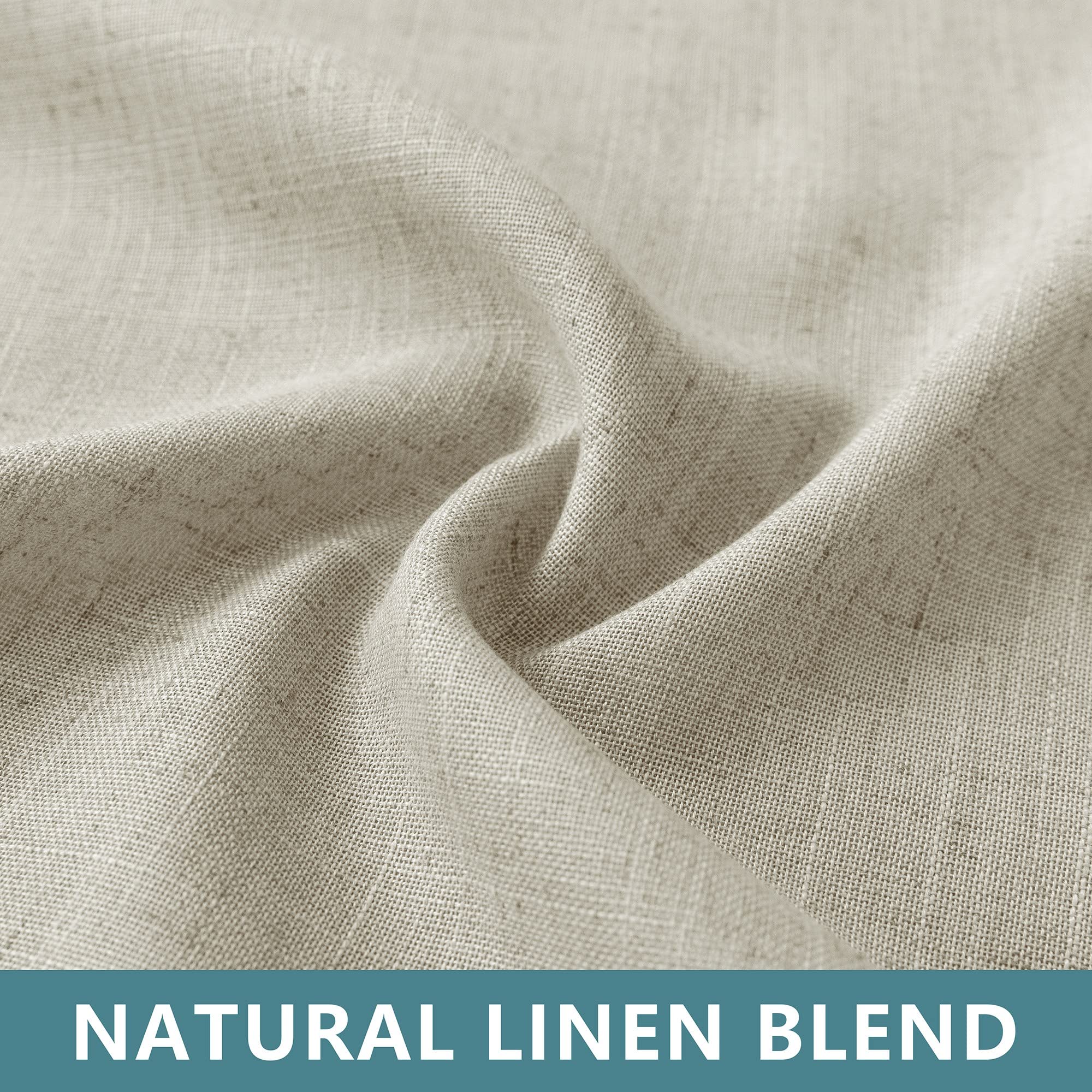 Beige Linen Curtains 54 Inch Length For Master Bedroom 2 Panels Tab Top Light Reducing Semi Privacy Classy Classic Lightweight Sheer Curtains For Kids Room Guest Industrial Farmhouse Decor 52X54 Tan