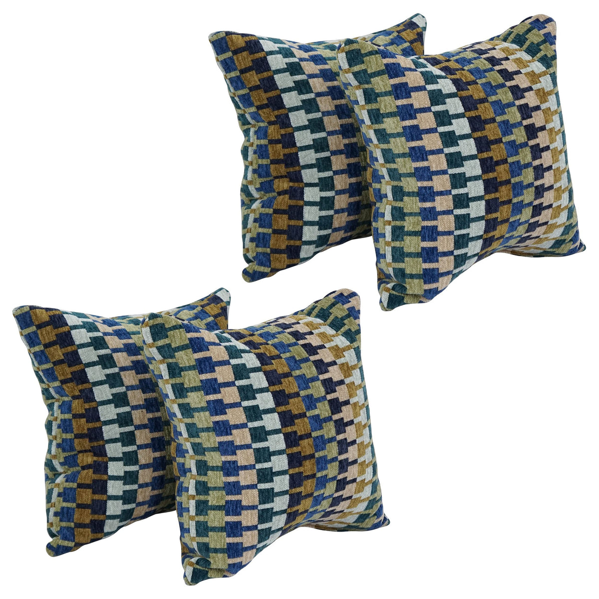 Blazing Needles Square Polyester Jacquard Throw Pillows, 17&quot;, Legion Aegean 4 Count