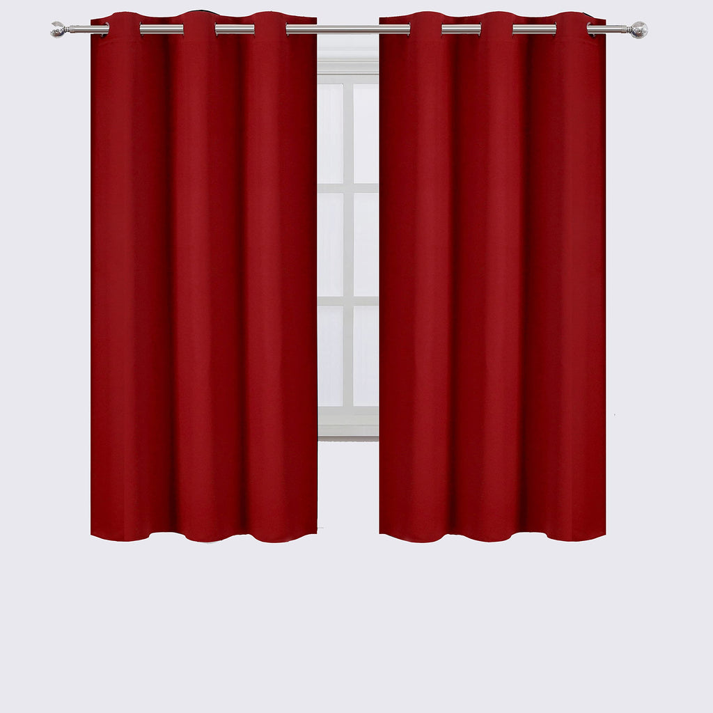 Lemomo Red Bedroom Blackout Curtains/38 X 63 Inch Long/Set Of 2 Curtain Panels/Thermal Insulated Room Darkening Curtains For Bed