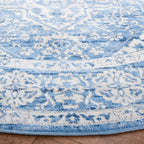 Safavieh Brentwood Collection 8' Round Ivory/Navy Bnt832A Medallion Distressed Non-Shedding Area Rug