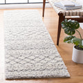 Safavieh Arizona Shag Collection Runner Rug - 23 x 12, Ivory & Grey, Moroccan Design, Non-Shedding & Easy Care, 1.6-inch Thick