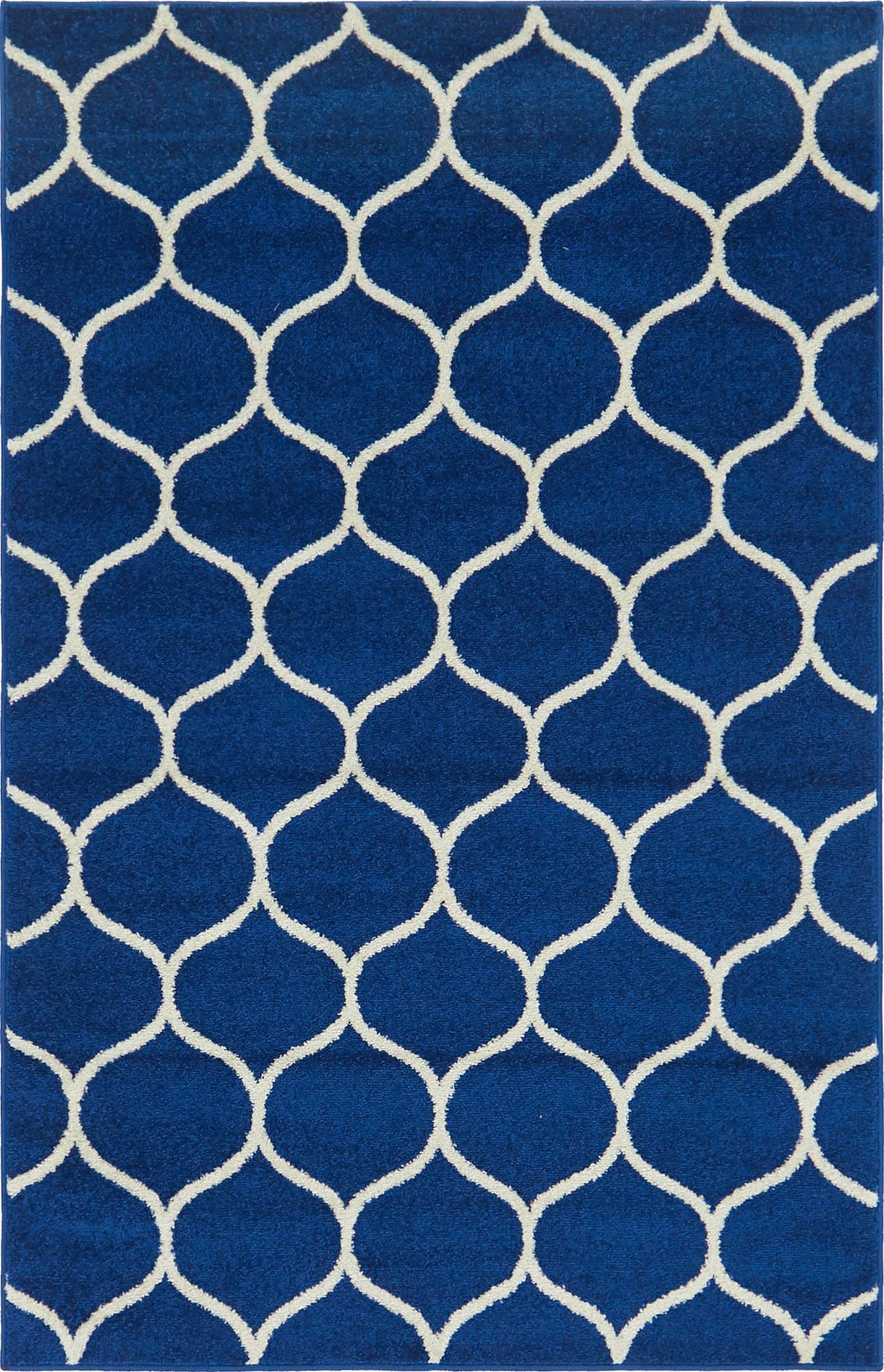 Unique Loom Trellis Frieze Collection Area Rug - Rounded (4' 1'' x 6' 1'', Navy Blue/ Ivory)