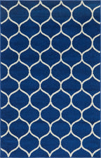 Unique Loom Trellis Frieze Collection Area Rug - Rounded (4' 1'' x 6' 1'', Navy Blue/ Ivory)