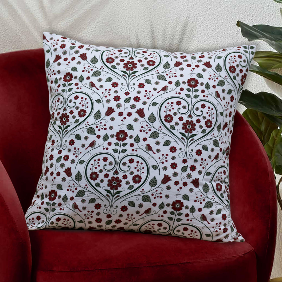 Tiny Break Cotton Slub Weave Decorative Throw Pillow Case, Valentine Moroccan Seamless Printed Cushion Cover (24 X 24 Inch, Mult