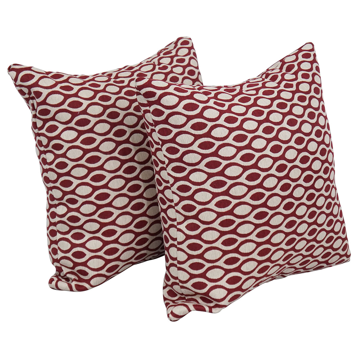 Blazing Needles Square Polyester Jacquard Throw Pillows, 17&quot;, Ozero Wine 2 Count