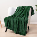 Pavilia Emerald Green Throw Blanket For Couch Bed, Soft Fleece Throws For Sofa Chair, Fuzzy Waffle Textured Blanket, Cozy Warm L