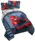 Jay Franco Marvel Spiderman Crawl 5 Piece Full Bed Set - Includes Reversible Comforter & Sheet Set Bedding - Super Soft Fade Res