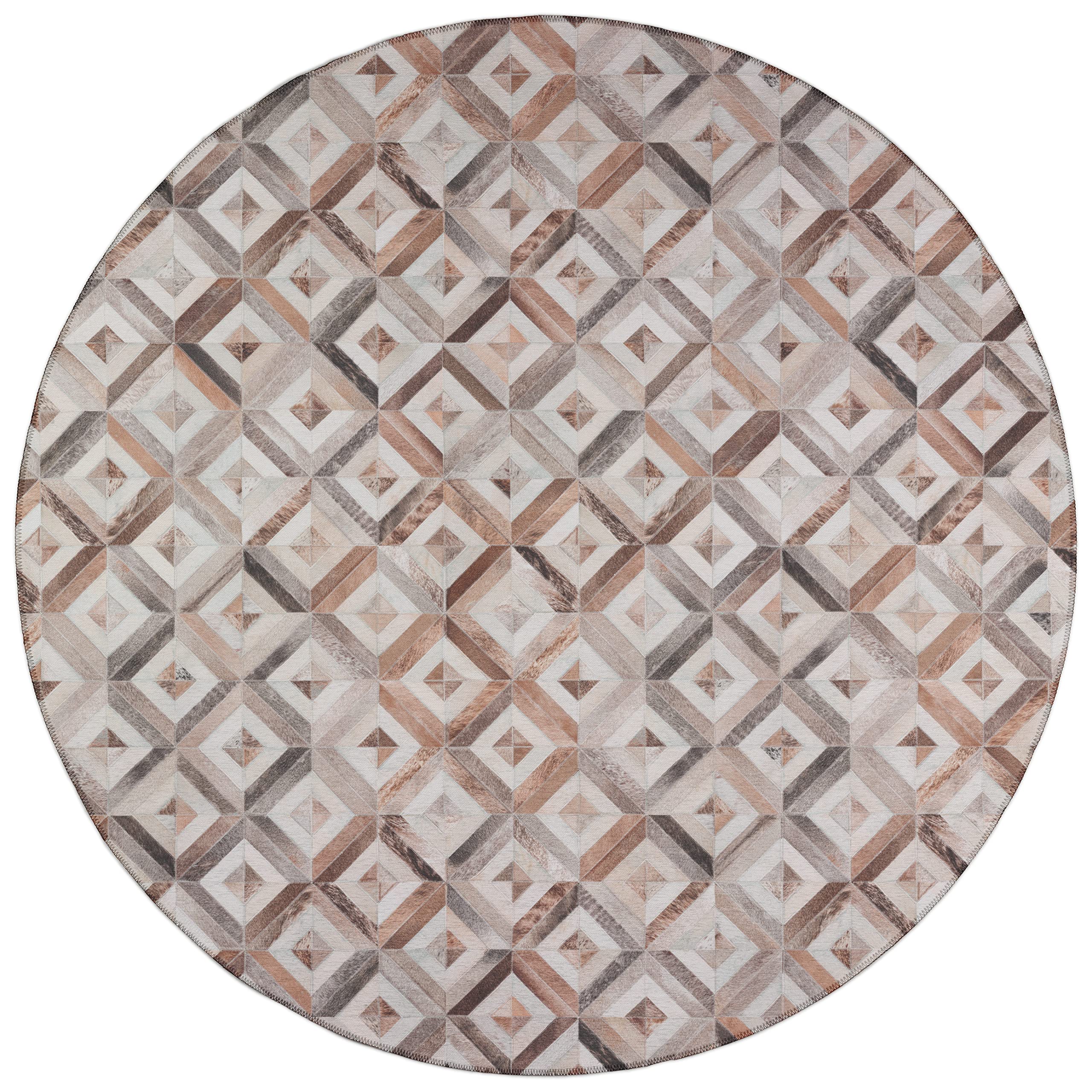 Addison Rugs Laredo Alr37 Gray Washable 8' X 8' Indoor Outdoor Round Rug, Easy Clean, Machine Washable, Non Shedding, Bedroom, Entry, Living Room, Dining Room, Kitchen, Patio Rug