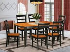 East West Furniture NIPF7-BCH-W 7 Piece Dining Table Set Consist of a Rectangle Dining Room Table with Butterfly Leaf and 6 Wooden Seat Chairs, 36x66 Inch, Black & Cherry