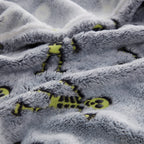 Serafina Home Halloween Glow In The Dark Throw Blanket: Skeletons And Jack O Lantern Pumpkins On Grey Velvet Fleece For Sofa Bed