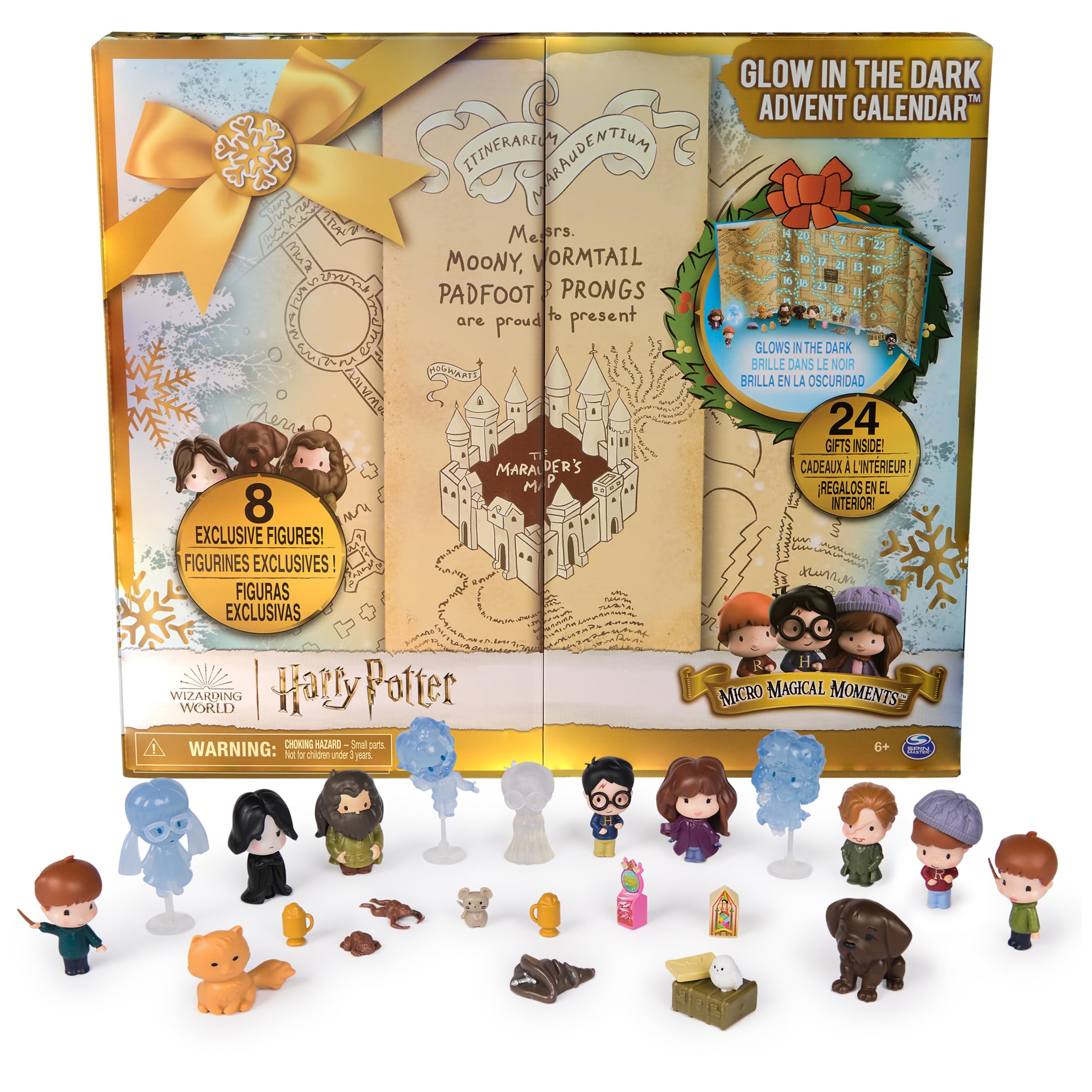 Wizarding World Harry Potter, Micro Magical Moments Glow in the Dark Advent Calendar 2024, 24 Surprise Toys, Christmas Countdown