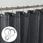 Koufall Dark Grey Waterproof Linen Fabric Shower Curtain For Bathroom 72X84 Inches Long