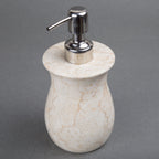Creative Home Natural Champagne Marble Vase Collection Liquid Soap Lotion Dispenser With Stainless Steel Pump, Beige, 3.3'' Diam