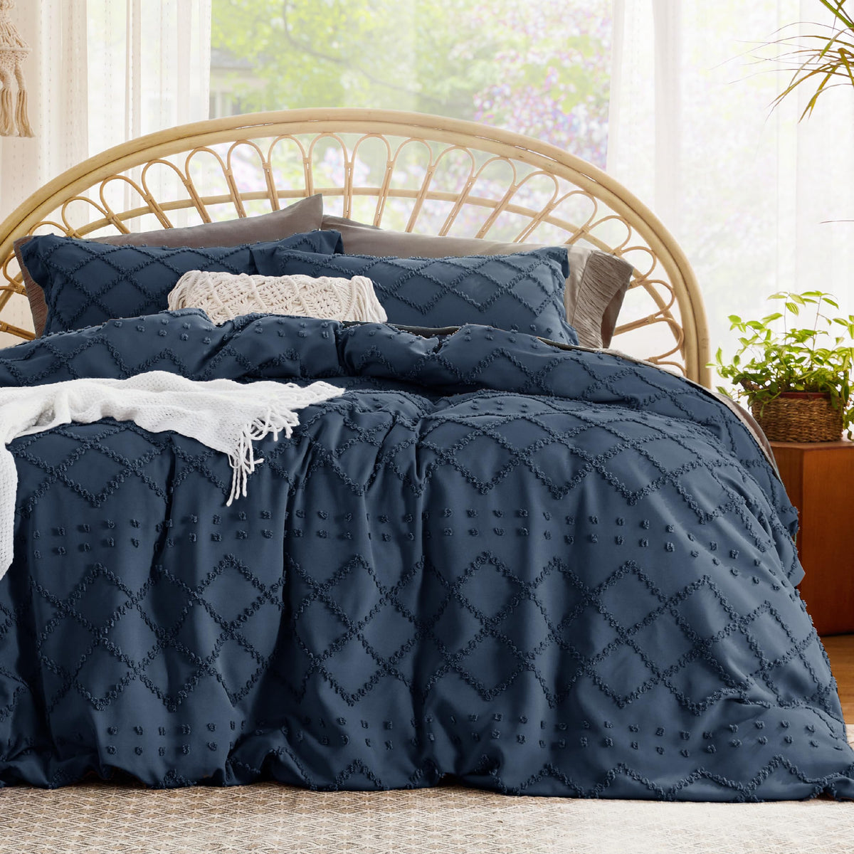 Bedsure Boho Cal King Duvet Cover - Cal King Size Duvet Cover, Cal King Boho Bedding For All Seasons, 3 Pieces Embroidery Shabby