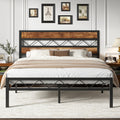 VECELO Full Size Bed Frame with Headboard, Heavy-Duty Platform Bedframe with Metal Slats Support, No Box Spring Needed, Easy Ass