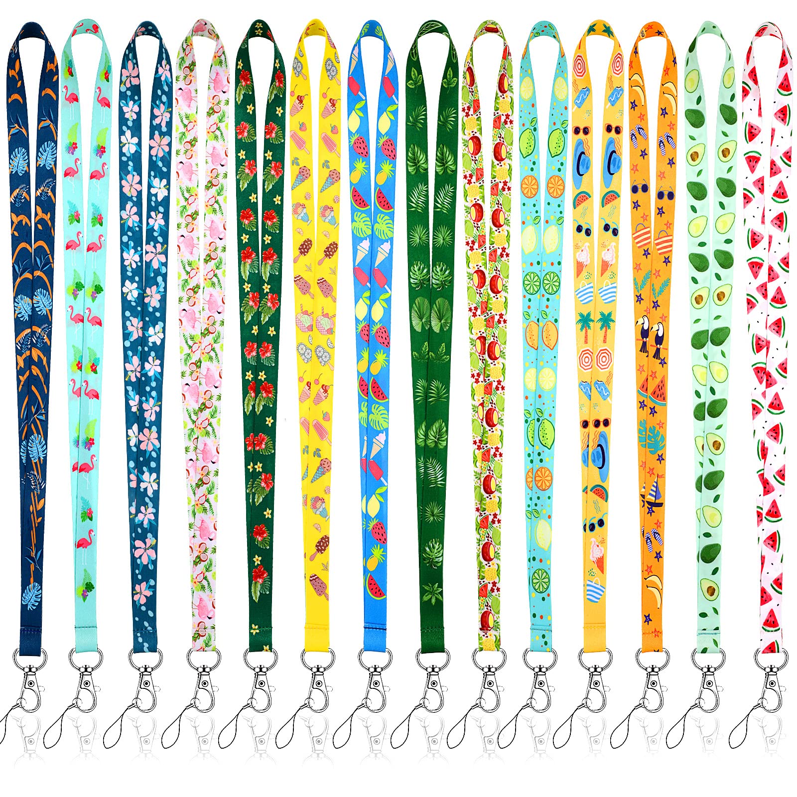 Marspark 14 Pcs Summer Holiday Lanyards For Id Badges Neck Christmas Office Lanyards With Stainless Swivel Hooks 14 Styles Teach
