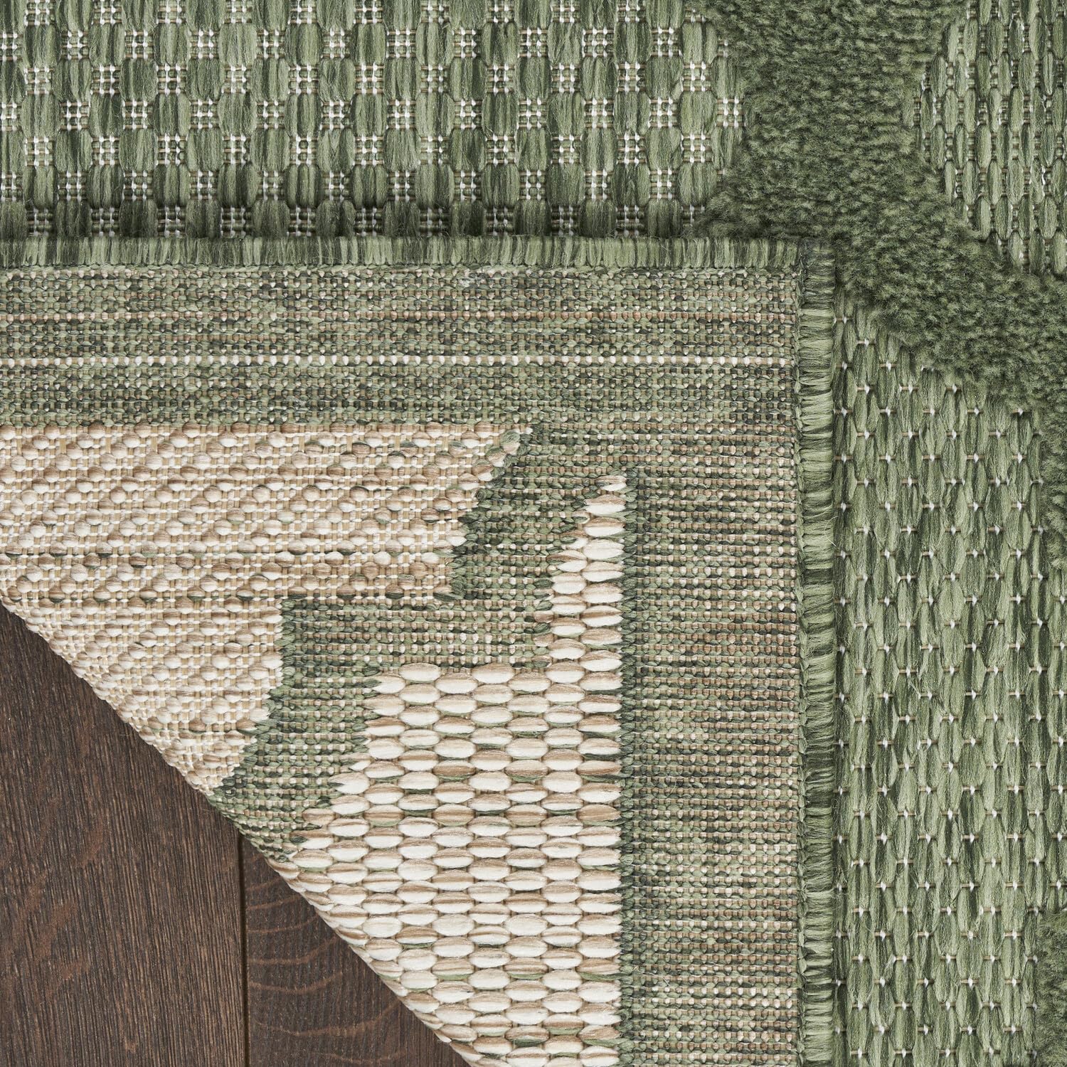 Nourison Easy Care Modern Indoor/Outdoor Green 8' X 10' Area Rug, Easy Cleaning, Non Shedding, Bed Room, Living Room, Dining Room, Backyard, Deck, Patio (8X10)