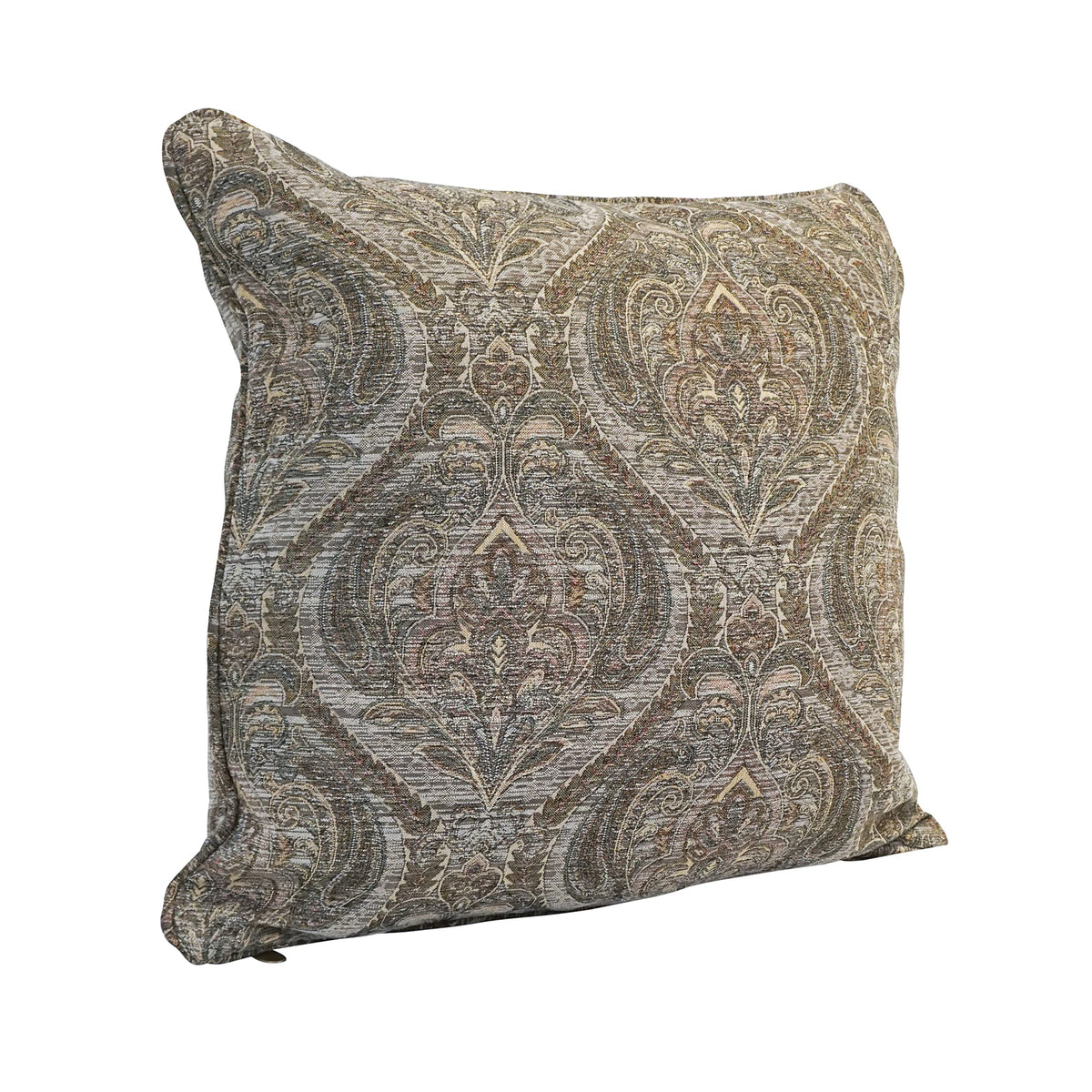 Blazing Needles Corded Square Jacquard Chenille Throw Pillow, 25&quot;, Grey Damask