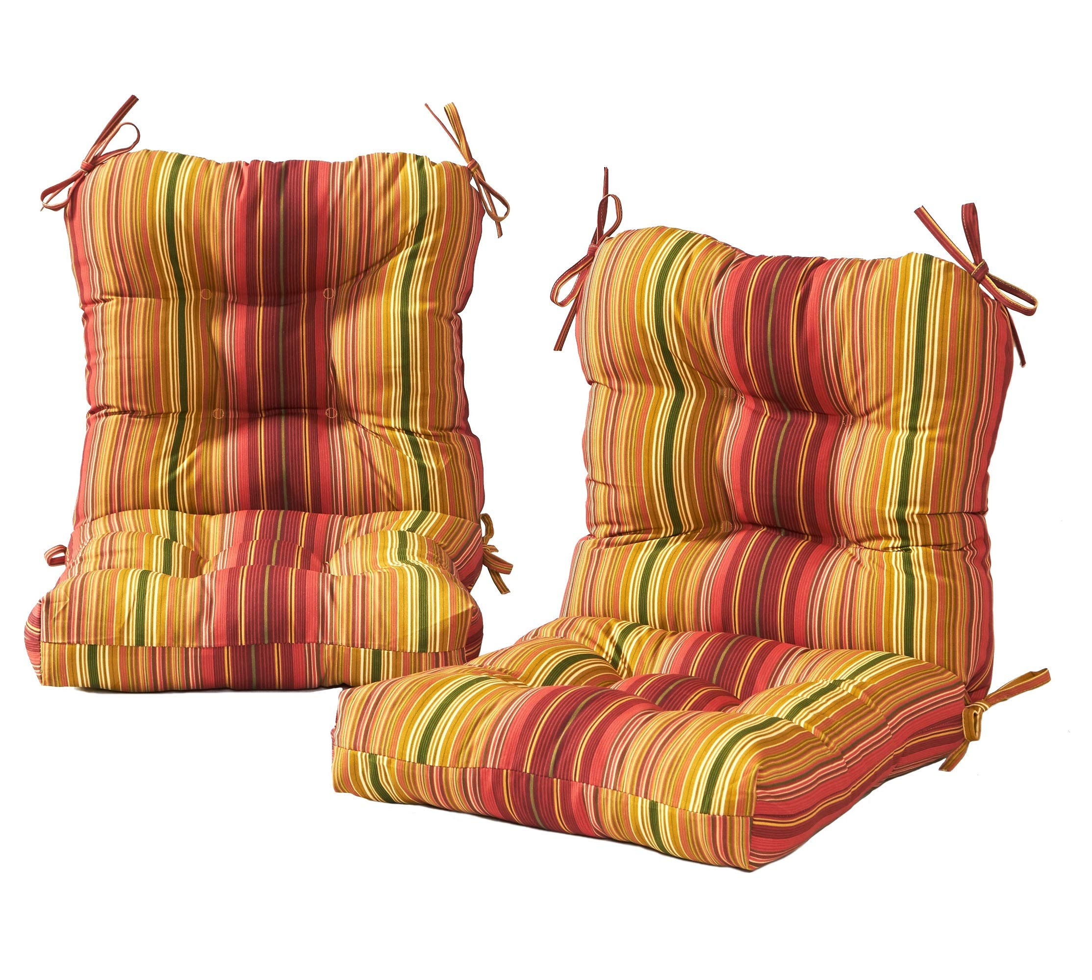 Greendale Home Fashions Outdoor Seat/Back Chair Cushion, 2 Count (Pack Of 1), Cinnamon Stripe