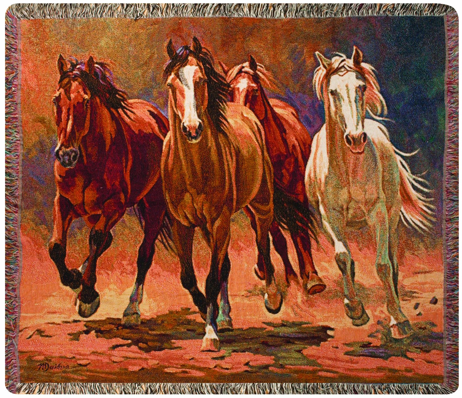 Manual Western D  Cor Collection 50 X 60-Inch Tapestry Throw, Hoofbeats And Heartbeats By Nancy Davidson