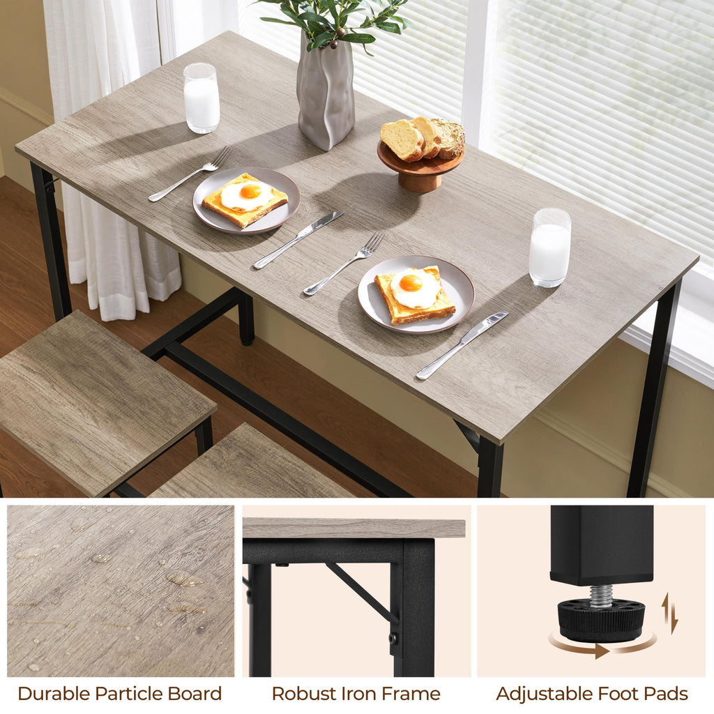 Yaheetech 3 Piece Dining Table Set, 47.5' Industrial Bar Table Set, Counter Height Kitchen Table With Bar Stools Set Of 2, Kitchen Bar Height Table And Chairs For Dining Room, Small Space, Apartment