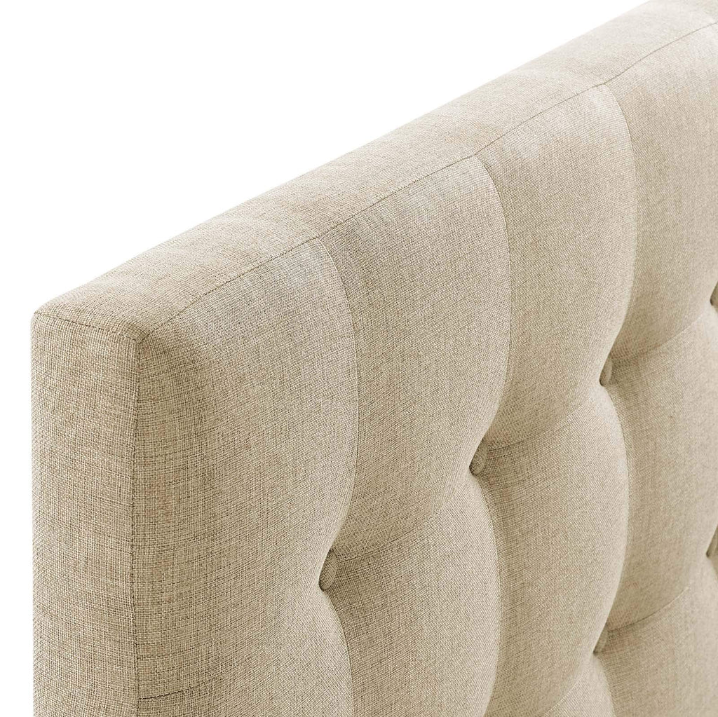 Modway Emily Tufted Button Linen Fabric Upholstered Full Headboard in Beige