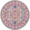Nourison Passion Bohemian Light Grey/Pink 53 x Round Area -Rug, Easy -Cleaning, Non Shedding, Bed Room, Living Room, Dining Roo