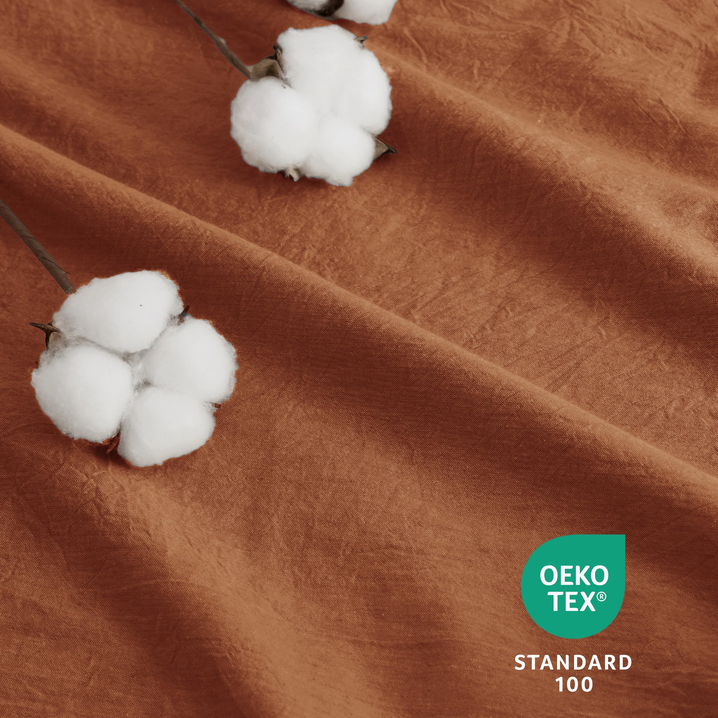 Bedsure 100% Washed Cotton Duvet Cover Queen - Pumpkin Orange Minimalist Duvet Cover Set Linen Like - 3 Pieces Gentlesoft™ Plain Simple Bedding Set With 2 Pillow Shams (Pumpkin Orange, Queen, 90'X90')