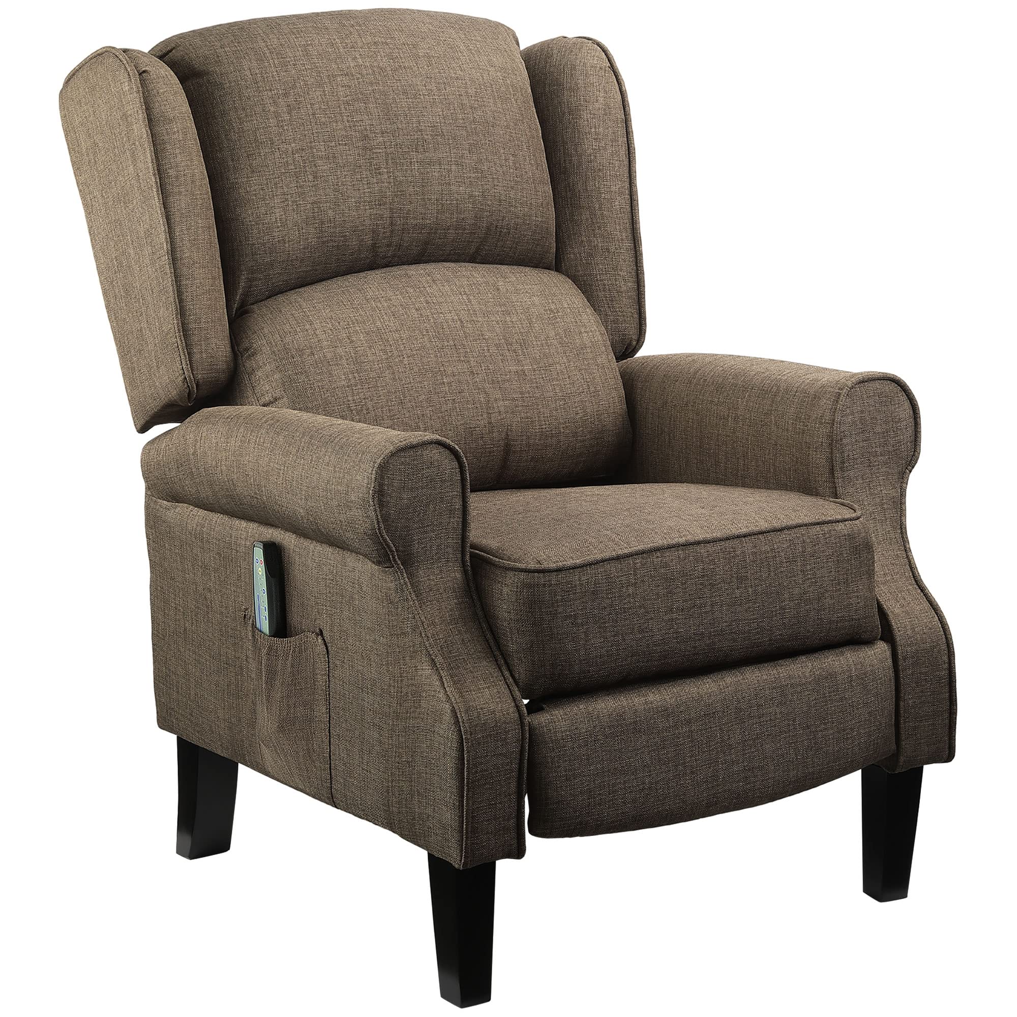 HOMCOM Vibration Massage Recliner Chair for Living Room with Heat, Wingback Single Sofa, Modern Linen Fabric Push Back Reclining