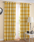 AIRWILL Yellow Printed Pattern Cotton Door Curtains for Living Room, Bedroom, Kitchen, Eyelet Model, 4x7ft, Pack of 2 Pieces